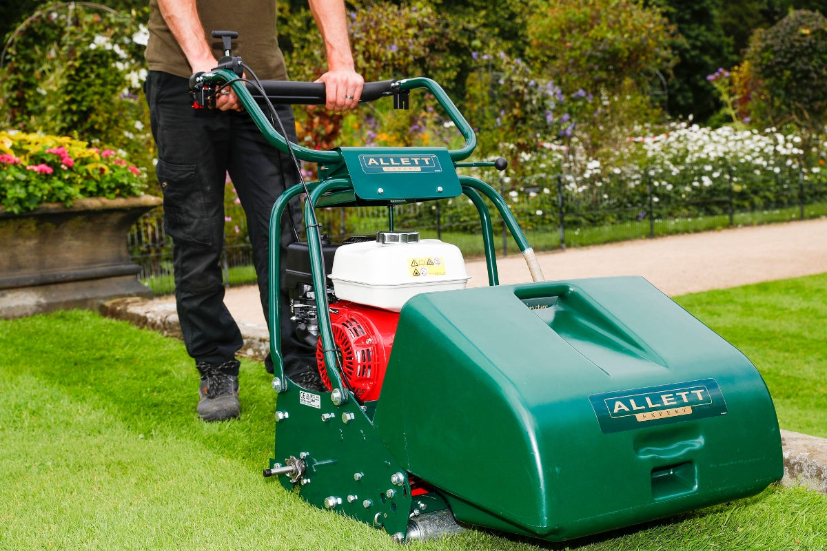 Load video: Creating a Beautiful Lawn With The Allett Liberty 43 - 17&#39;&#39; Battery Powered Cylinder Lawn Mower