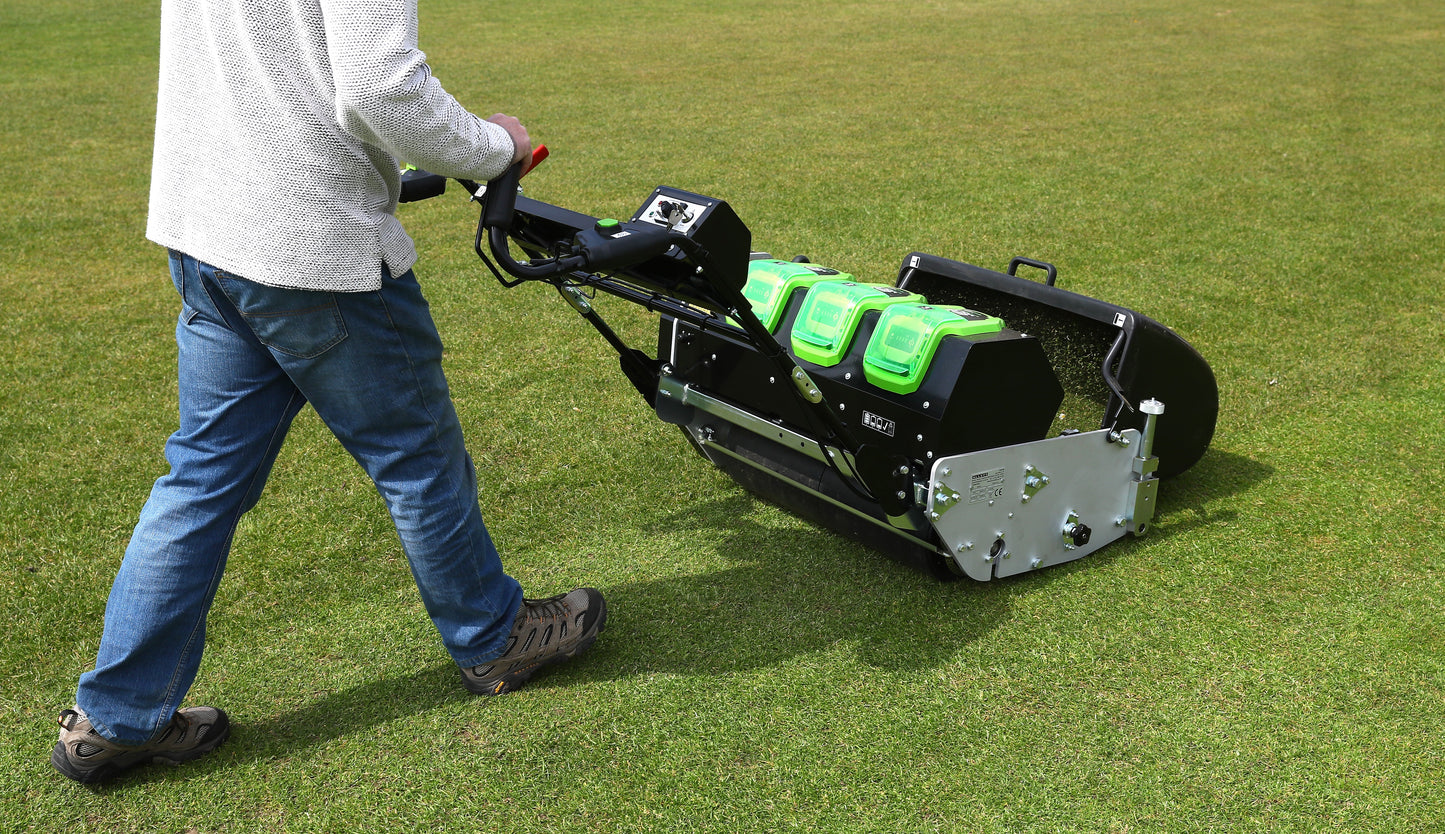 Allett C27E Evolution Battery Cylinder Reel Mower (Power-unit with Grassbox)