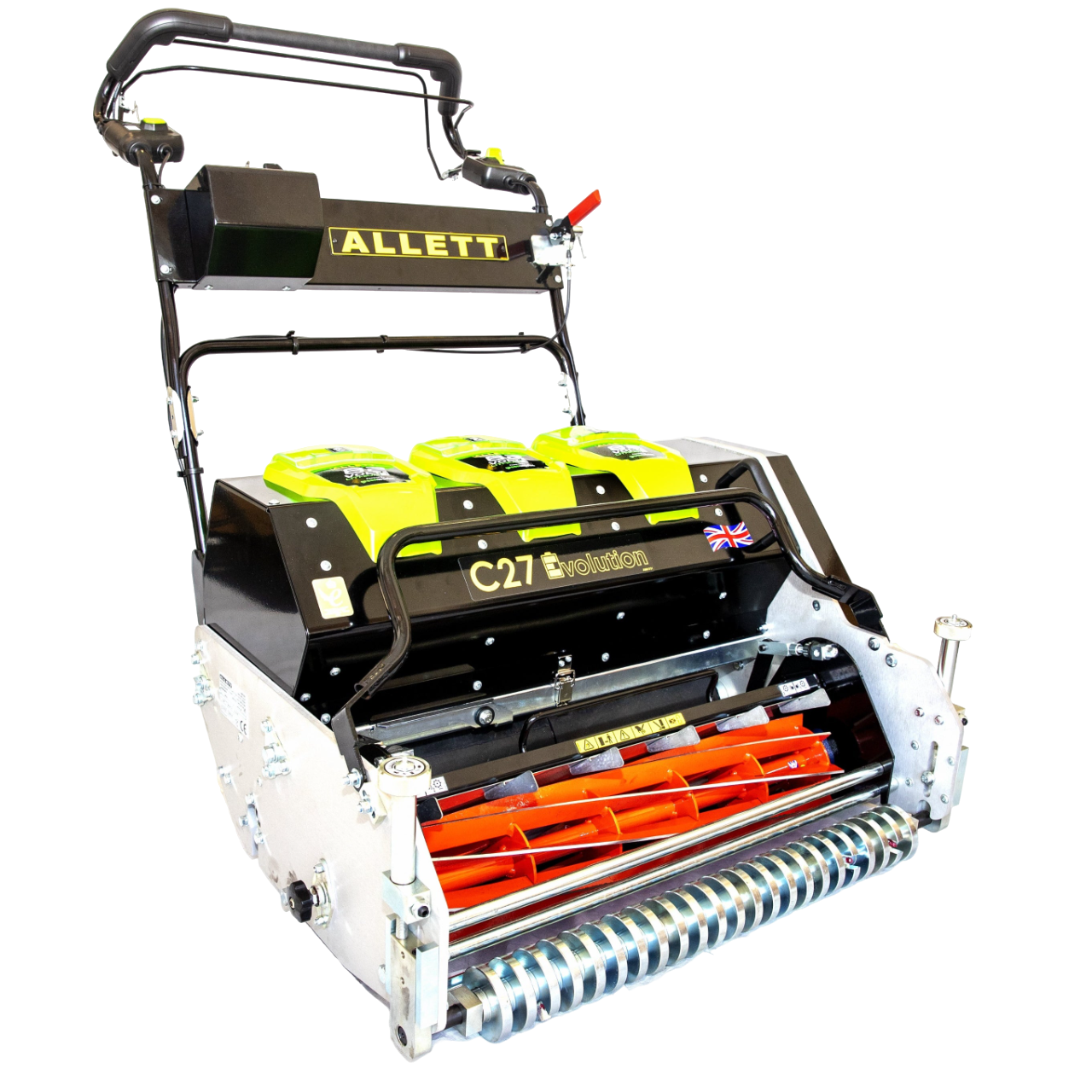 Allett C27E Evolution Battery Cylinder Reel Mower (Power-unit with Grassbox)