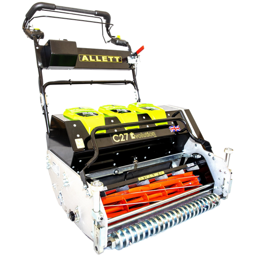 Allett C27E Evolution Battery Cylinder Reel Mower (Power-unit with Grassbox)