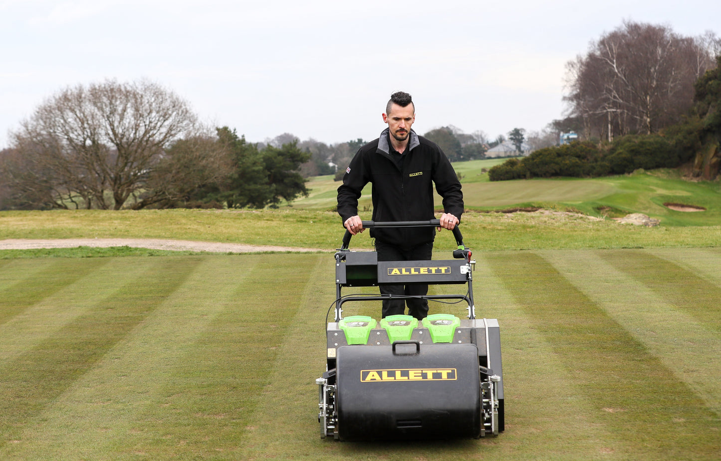 Allett C27E Evolution Battery Cylinder Reel Mower (Power-unit with Grassbox)