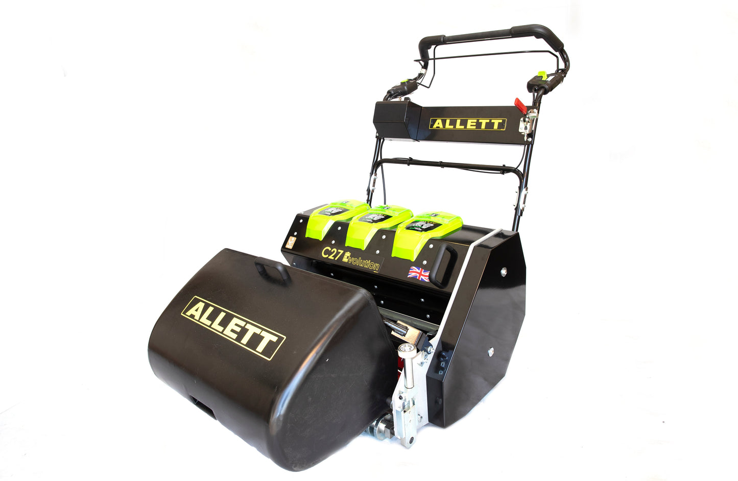 Allett C27E Evolution Battery Cylinder Reel Mower (Power-unit with Grassbox)