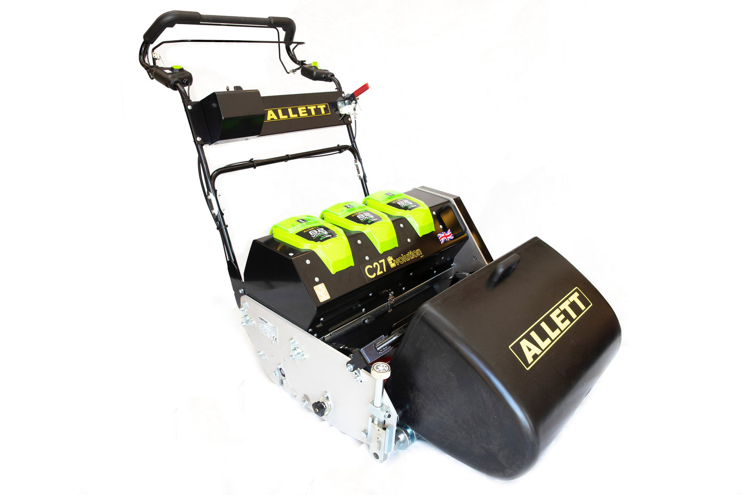 Allett C27E Evolution Battery Cylinder Reel Mower (Power-unit with Grassbox)