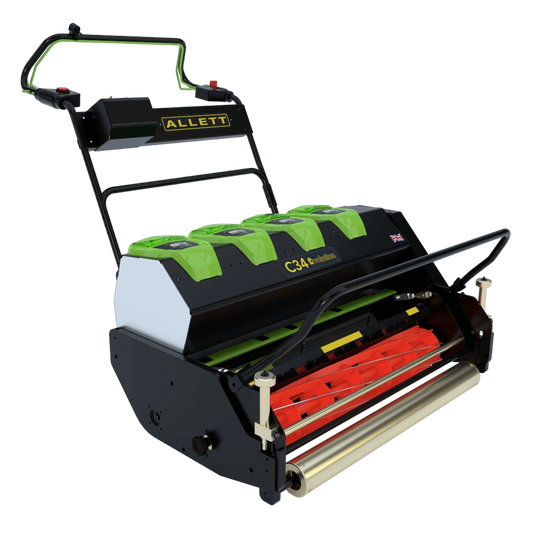 Allett C34 Evolution Battery Cylinder Reel Mower (Power-unit with Grassbox)