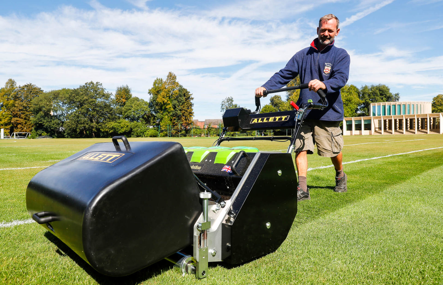 Allett C34 Evolution Battery Cylinder Reel Mower (Power-unit with Grassbox)