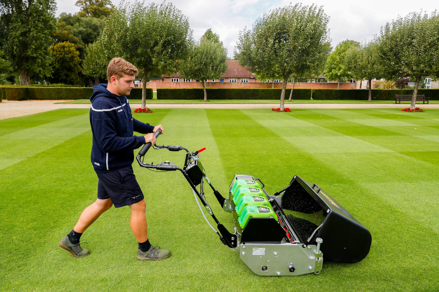 Allett C34 Evolution Battery Cylinder Reel Mower (Power-unit with Grassbox)